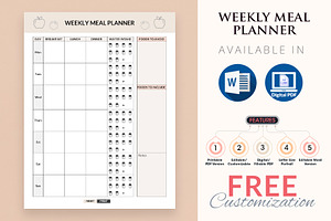 Weekly Meal Planner In Digital PDF