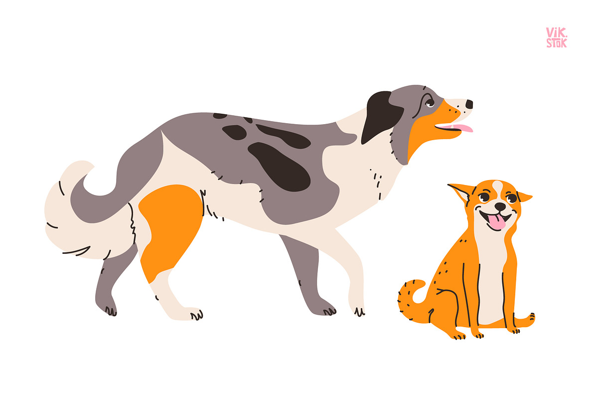 Cute dogs of different breeds set, an Animal Illustration by vik.stock (Photo 7 of 11)