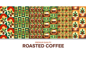 Roasted coffee beans drink patterns, a Texture Illustration by Vector Tradition