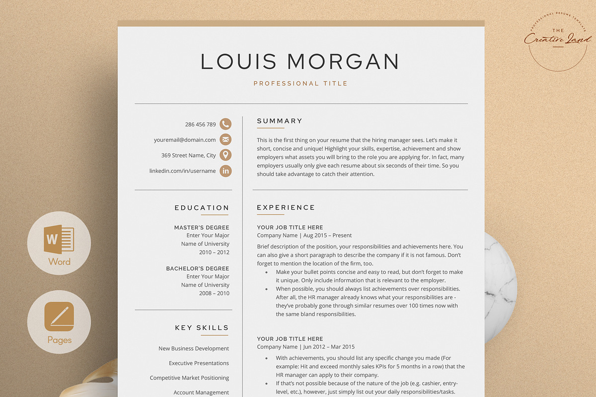 Resume/CV - The Louis, a Resume Template by CreativeLandStudio (Photo 1 of 10)