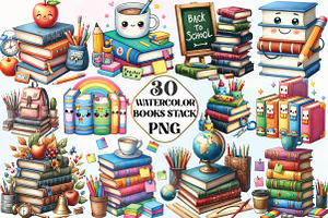 Back to School Books Stack, an Illustration by CraftArtStudio
