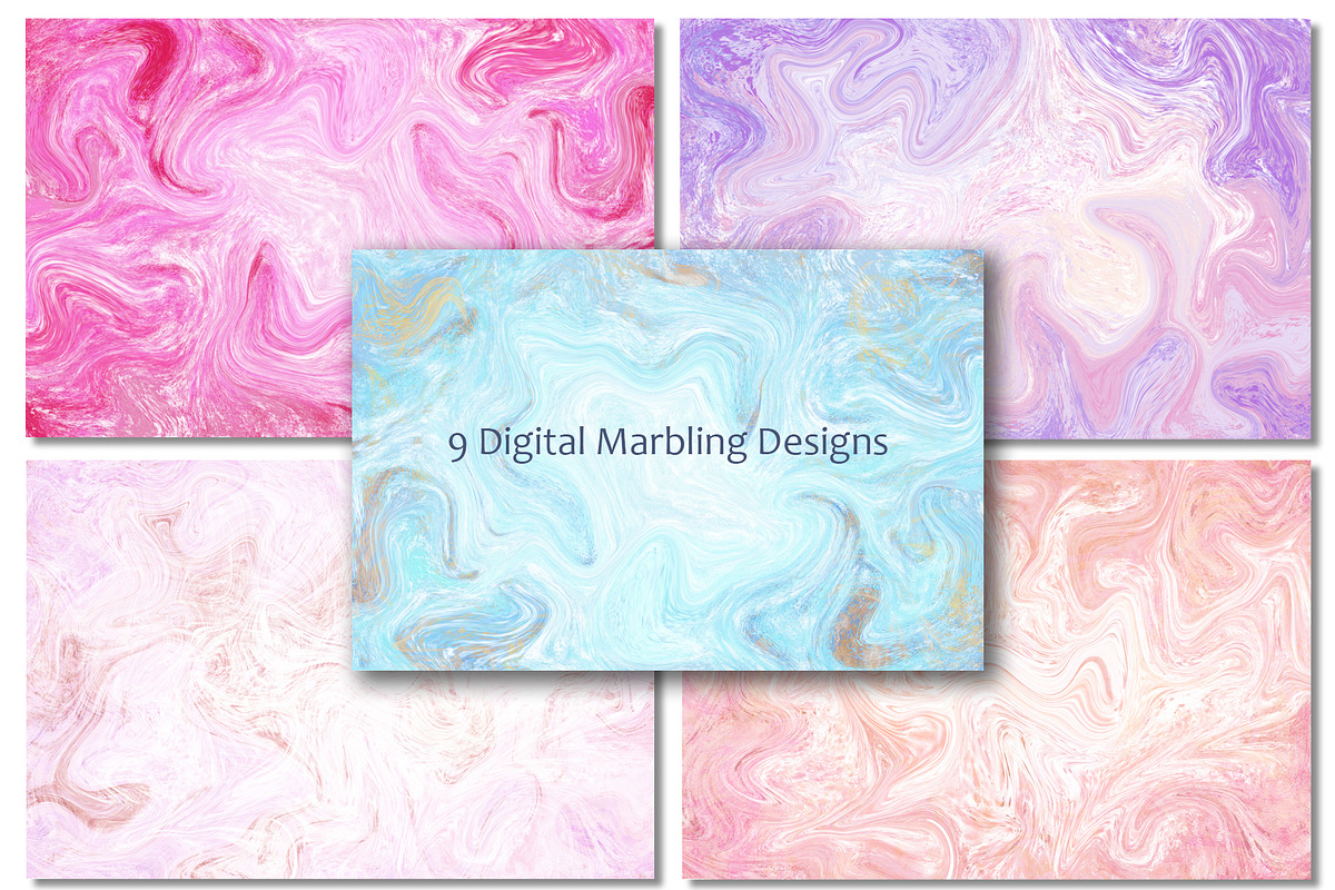 Marble Suminagashi Digital Textures, a Texture Graphic by RabbitAndPencil (Photo 2 of 10)