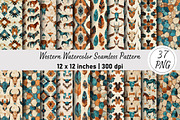 Western Watercolor Seamless Pattern, a Pattern Graphic by Digital Artistic99 (Thumbnail 1 of 8)