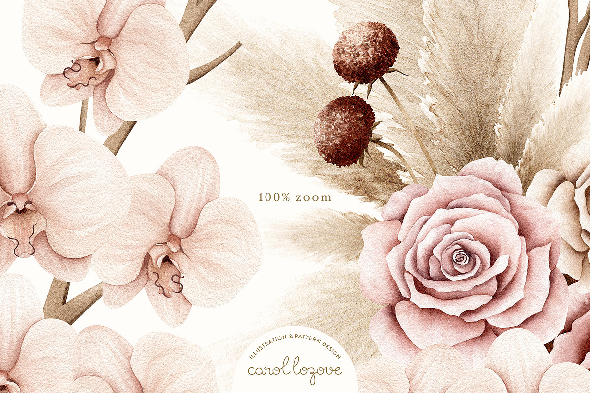 Watercolor Boho Fall Dusty Rose Set, a Decorative Illustration by Carol Lozove (Photo 10 of 74)