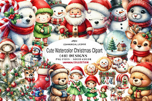 Cute Watercolor Christmas Clipart