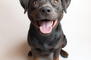 Happy Black Dog Sitting Smiling Tong, an Animal Photo by Pixeness Studio