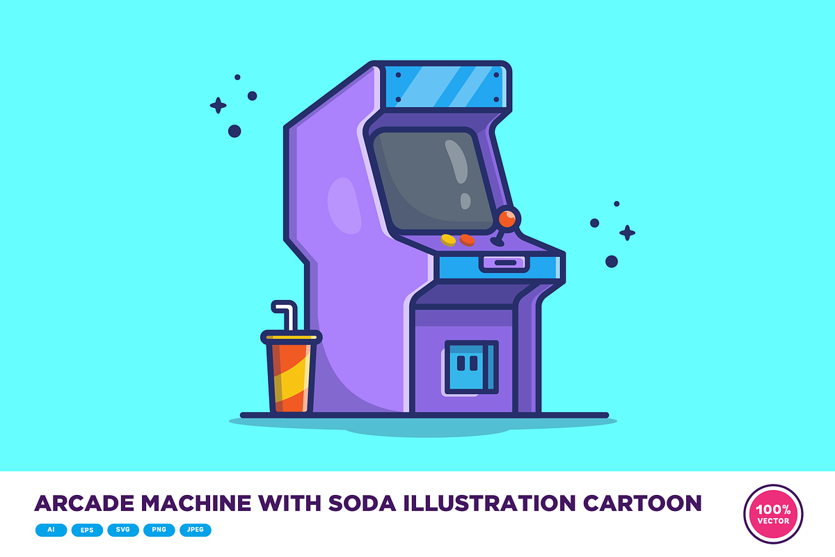 Arcade Machine With Soda Cartoon, a Food Illustration by Catalyst Labs