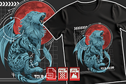 Blood-moon Lion T-shirt Illustration, an Illustration by Syahid Zain (Thumbnail 1 of 3)