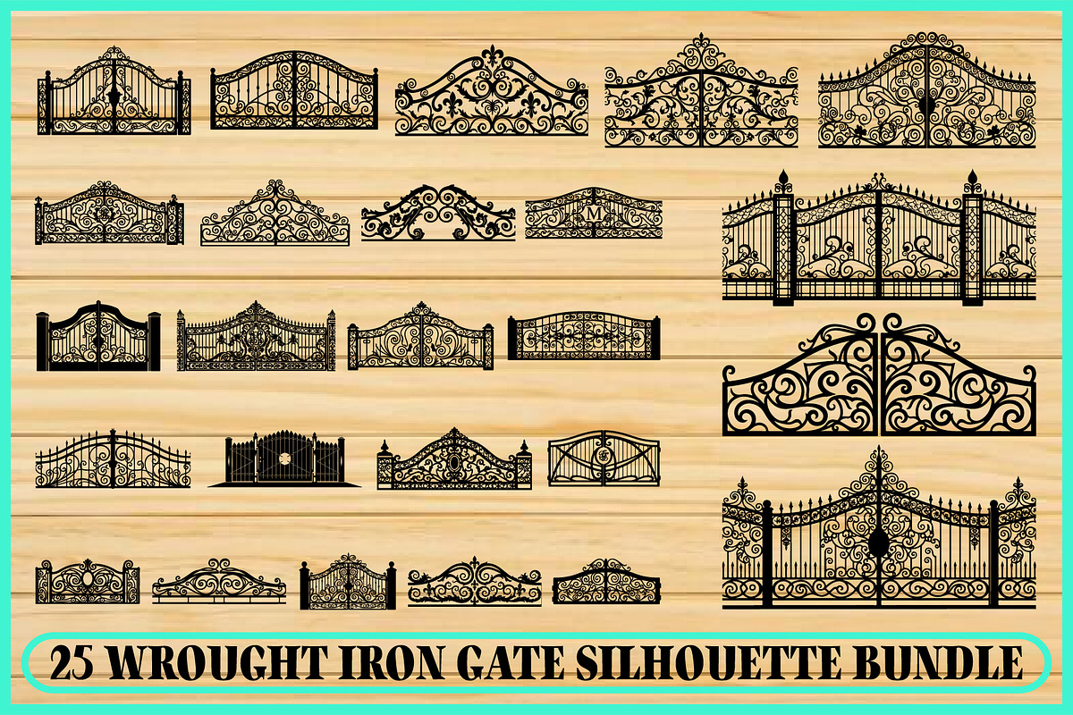 25 Vintage Wrought Iron Gate SVG Set, a Decorative Illustration by Artivon (Photo 1 of 4)