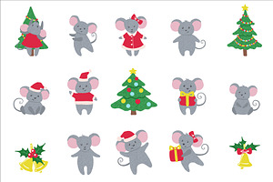 Cute hand drawn Mice Set.