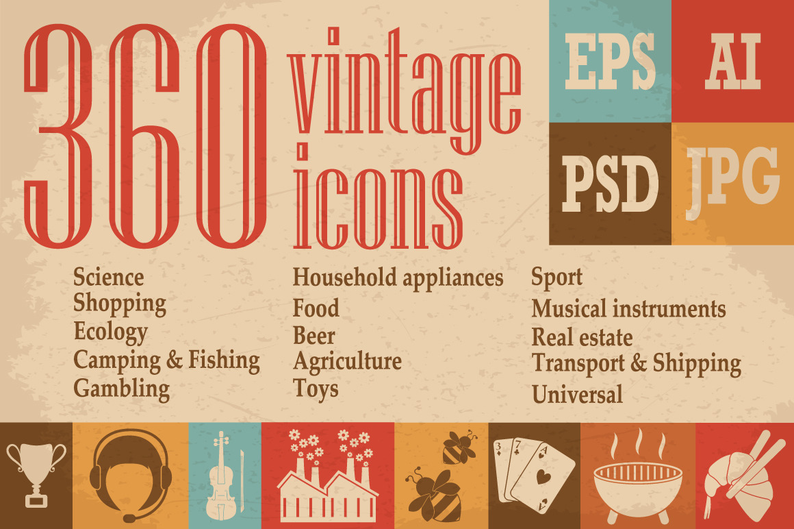 Vintage Icons Collection by Shom  Creative Market