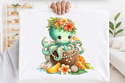 Watercolor Summer Octopus Clipart, an Animal Illustration by SVGArt (Thumbnail 5 of 5)