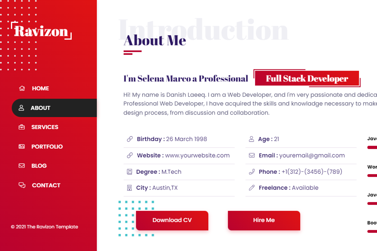Ravizon - HTML Porfolio Template, a HTML Template by Techno Digitz (Photo 7 of 7)