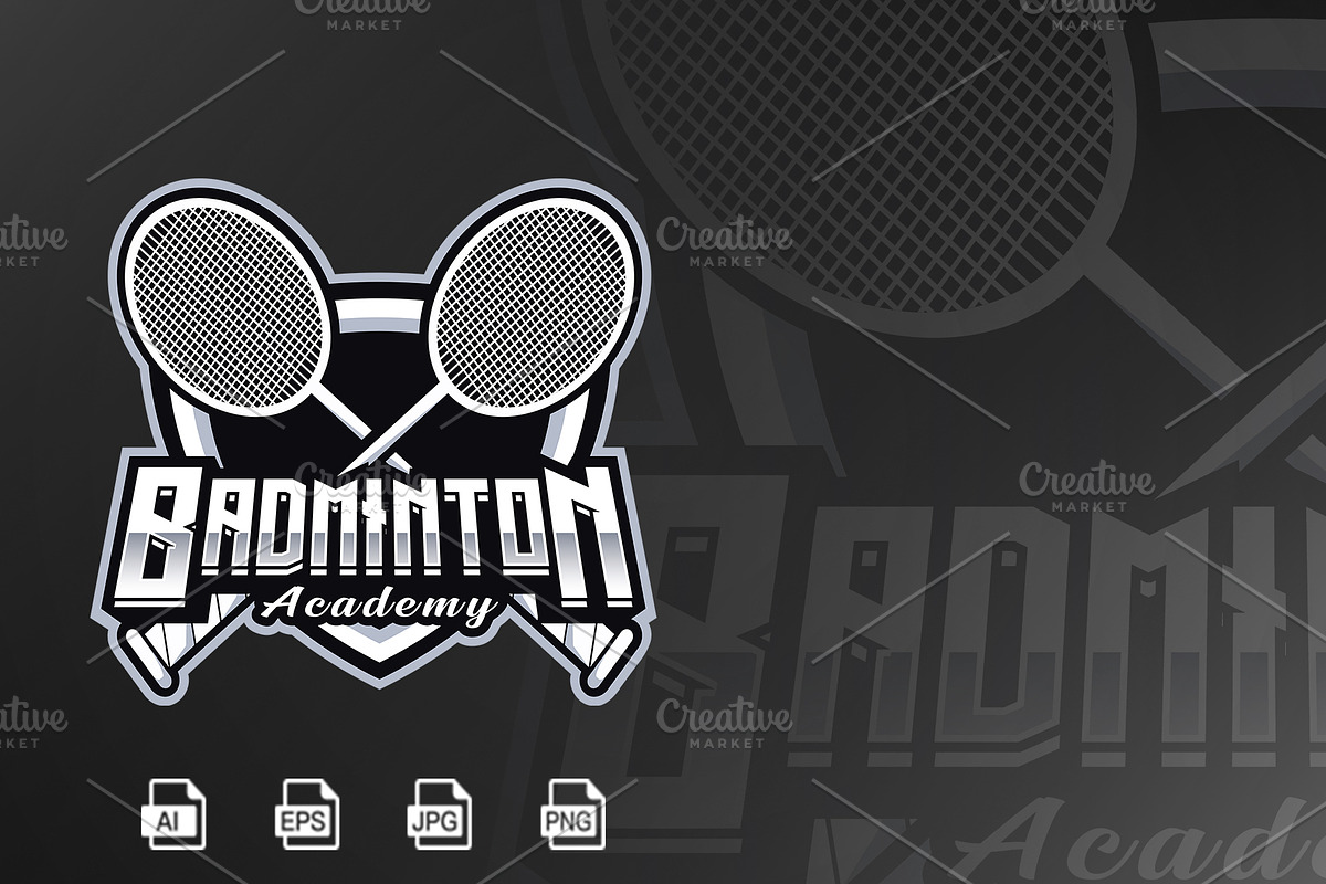 Badminton Academy Logo Template, a Branding & Logo Template by HasnainGFX (Photo 1 of 3)