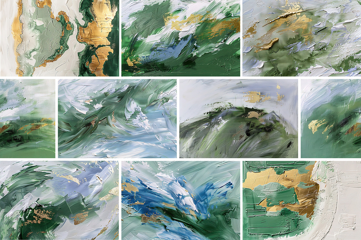 Emerald Gold Abstract Backgrounds, a Background Graphic by Elena Dorosh (Photo 2 of 8)