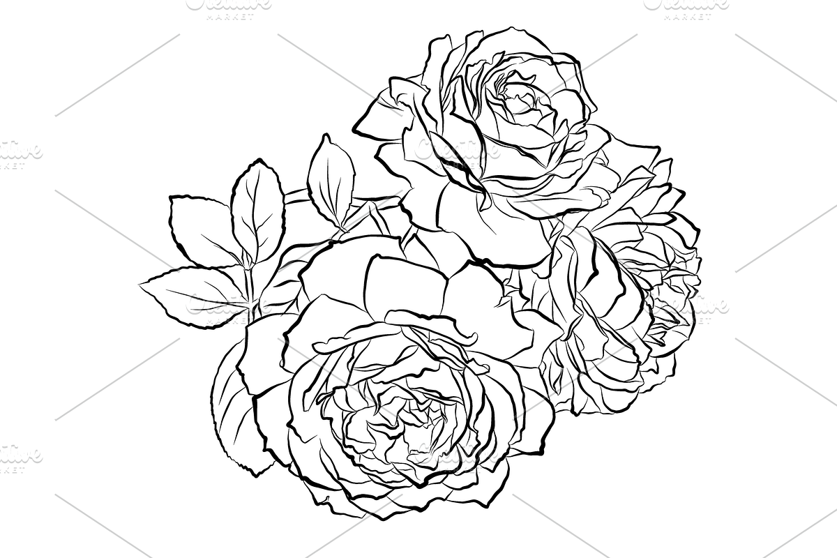 Outlined Rose Bouquets, an Object Graphic by VictoriaKStudio (Photo 3 of 4)