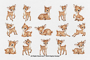 15 Bundle Watercolor Happy Deer Stag, an Animal Illustration by Morspective (Thumbnail 8 of 8)