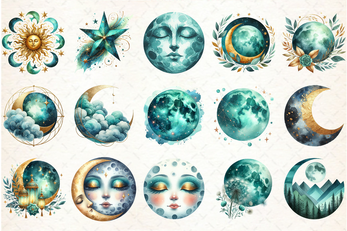 Mystical Moon Sublimation Clipart Bu, an Illustration by Libby Wishes (Photo 4 of 10)