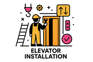 Elevator installation process with a, an Illustration by ZinetroN