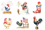 Patriotic USA Chicken PNG Retro Amer, an Illustration by DreamArtGraphic (Thumbnail 2 of 4)