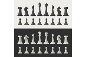 Chess pieces flat icons.