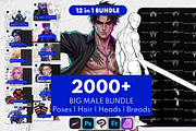 Male Character Procreate Stamps, a Brush Add-On by Selentaori Studio (Thumbnail 1 of 17)