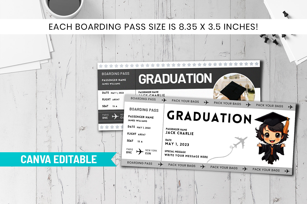 Graduation Boarding Pass Template, a Card Template by Snapybiz (Photo 2 of 9)