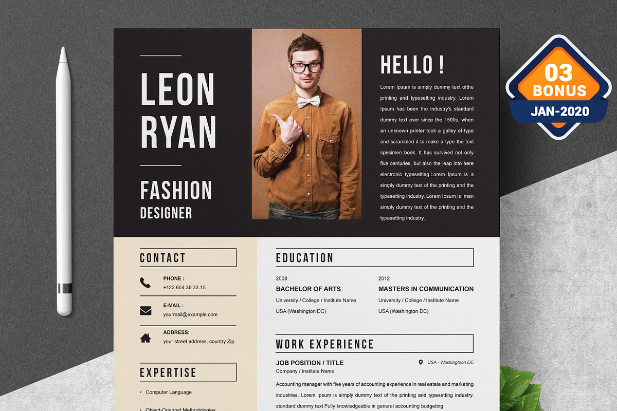 Resume/CV Bundle | 200+ for $29, a Resume Template by ResumeInventor (Photo 94 of 207)