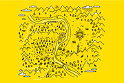 Mountains map, set graphic elements, a Texture Illustration by Ilia Design (Thumbnail 1 of 7)