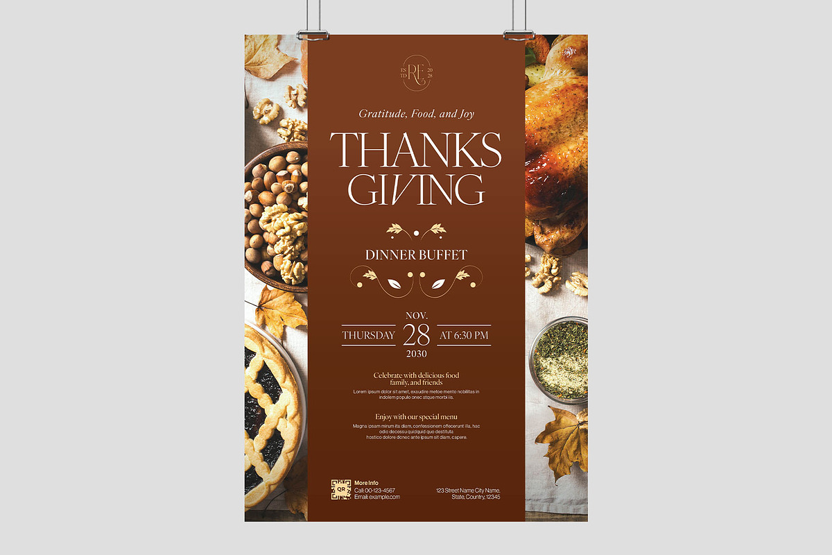 Thanksgiving Dinner Flyer Template, a Flyer Template by BrandPacks (Photo 1 of 5)