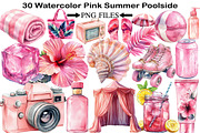Watercolor Pink Summer Poolside, an Illustration by Black Bird Studio (Thumbnail 1 of 5)