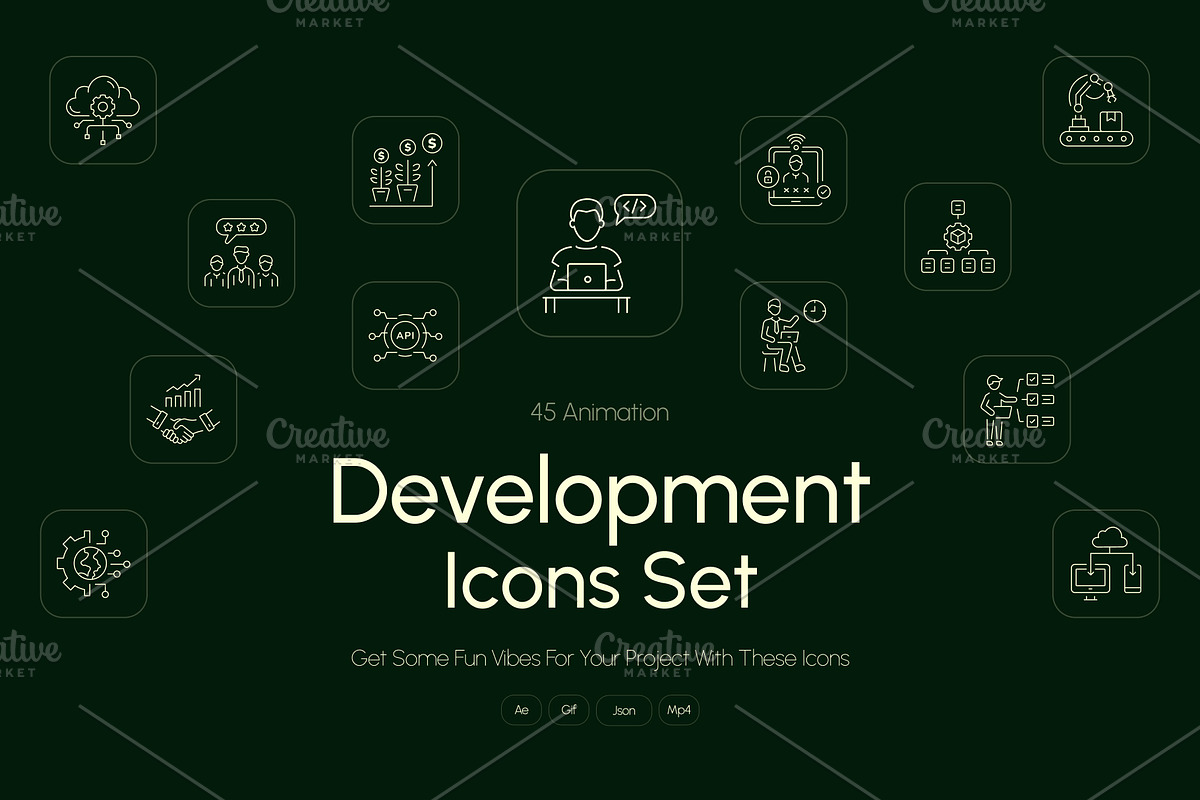 Animated Development Icon Art Set | Creative Market