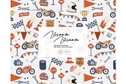 Motorbike racing pattern driver car, a Pattern Graphic by Milatoo (Thumbnail 1 of 3)