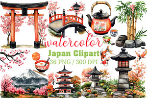 Watercolor Japan Clipart PNG, an Illustration by Craft Nest