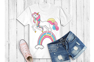 Cute Unicorn Clipart PNG,9 Elements