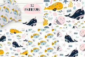 Sea Whales. Kids Animals Clipart