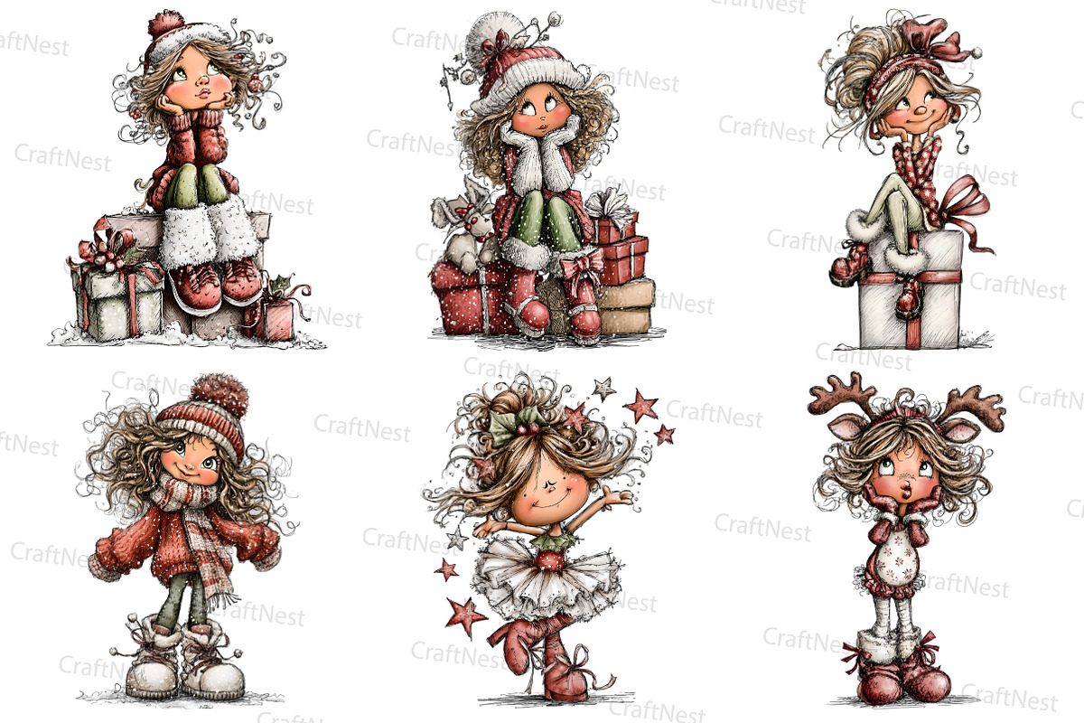 Whimsical Christmas girl, an Illustration by Craft Nest (Photo 6 of 8)