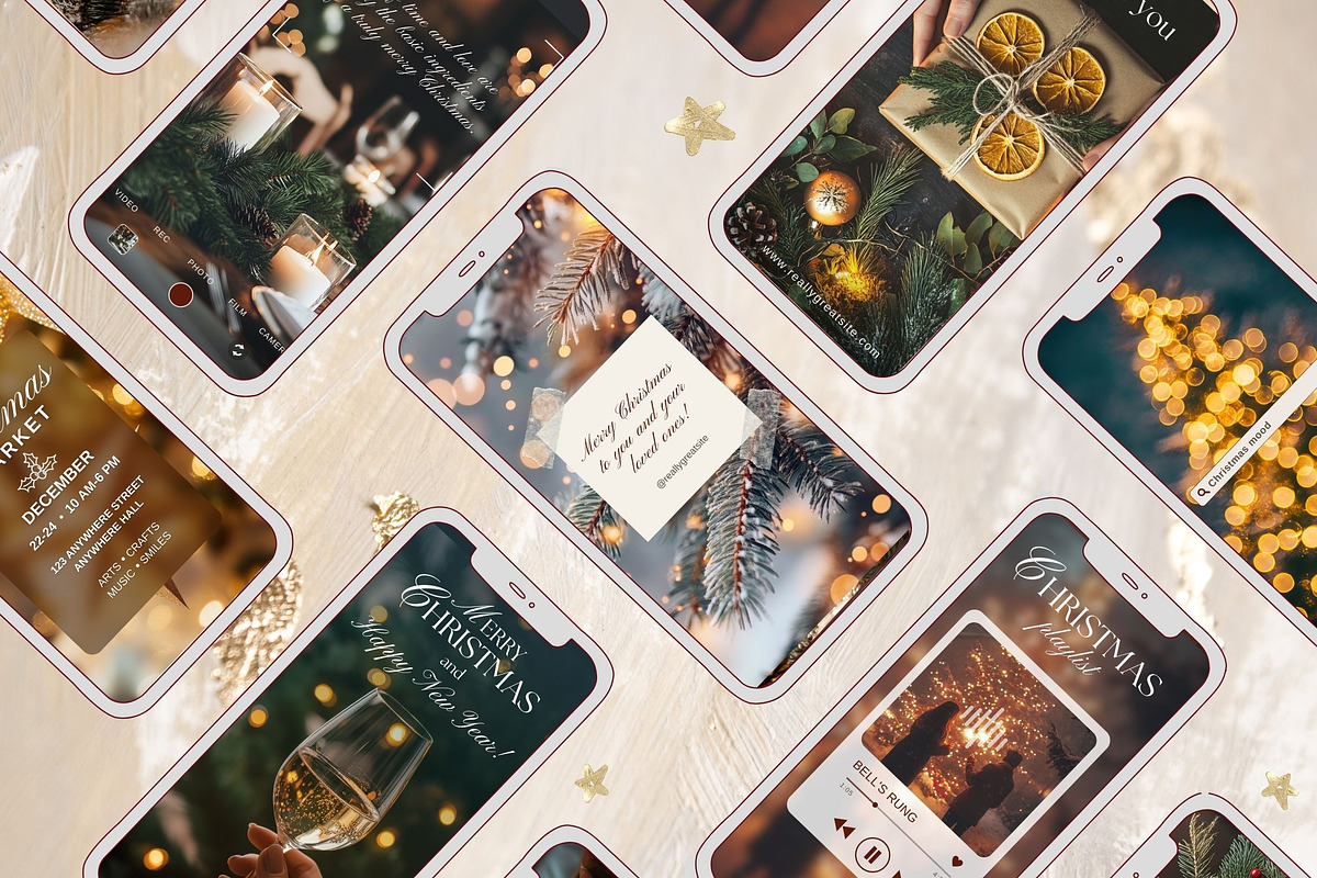 Bright Christmas Instagram Templates, a Social Media Template by InstaDesignPro (Photo 3 of 10)