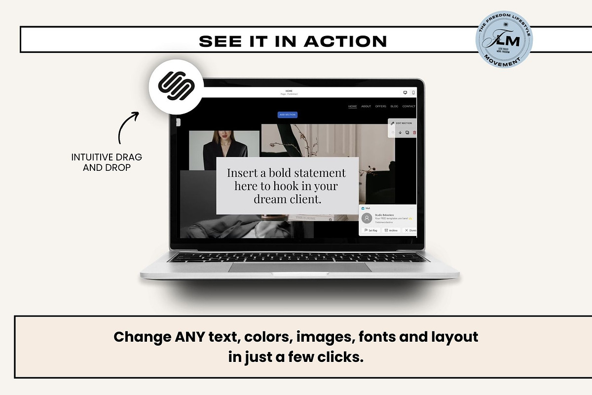 Squarespace - Noir Luxe, a Websites & App Template by Freedom Business Shop (Photo 2 of 10)