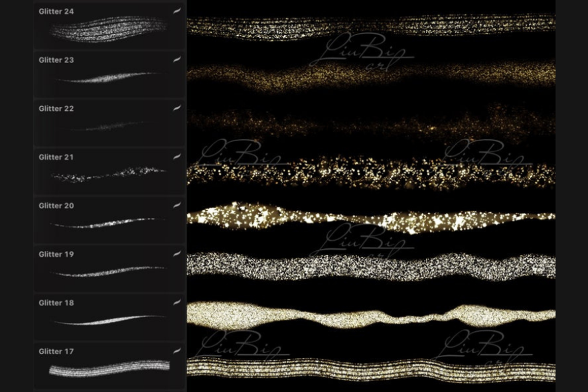24 Procreate Glitter Brushes Set, a Brush Add-On by LiuBi Art (Photo 4 of 4)