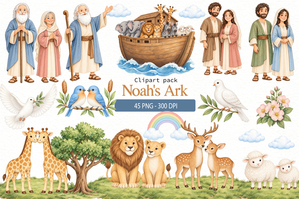 Noah’s Ark Clipart Bundle, an Animal Illustration by Villa 11 Estudio (Photo 1 of 8)