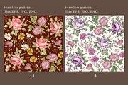 Set Seamless Flowers Roses Chamomile, a Pattern Graphic by Vintage (Thumbnail 3 of 14)