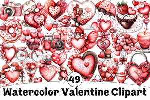 Watercolor Valentine Clipart, an Illustration by Design Market