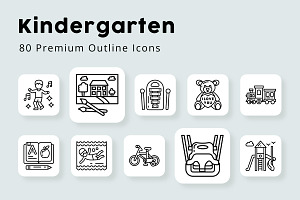 Kindergarten Premium Outline Icons