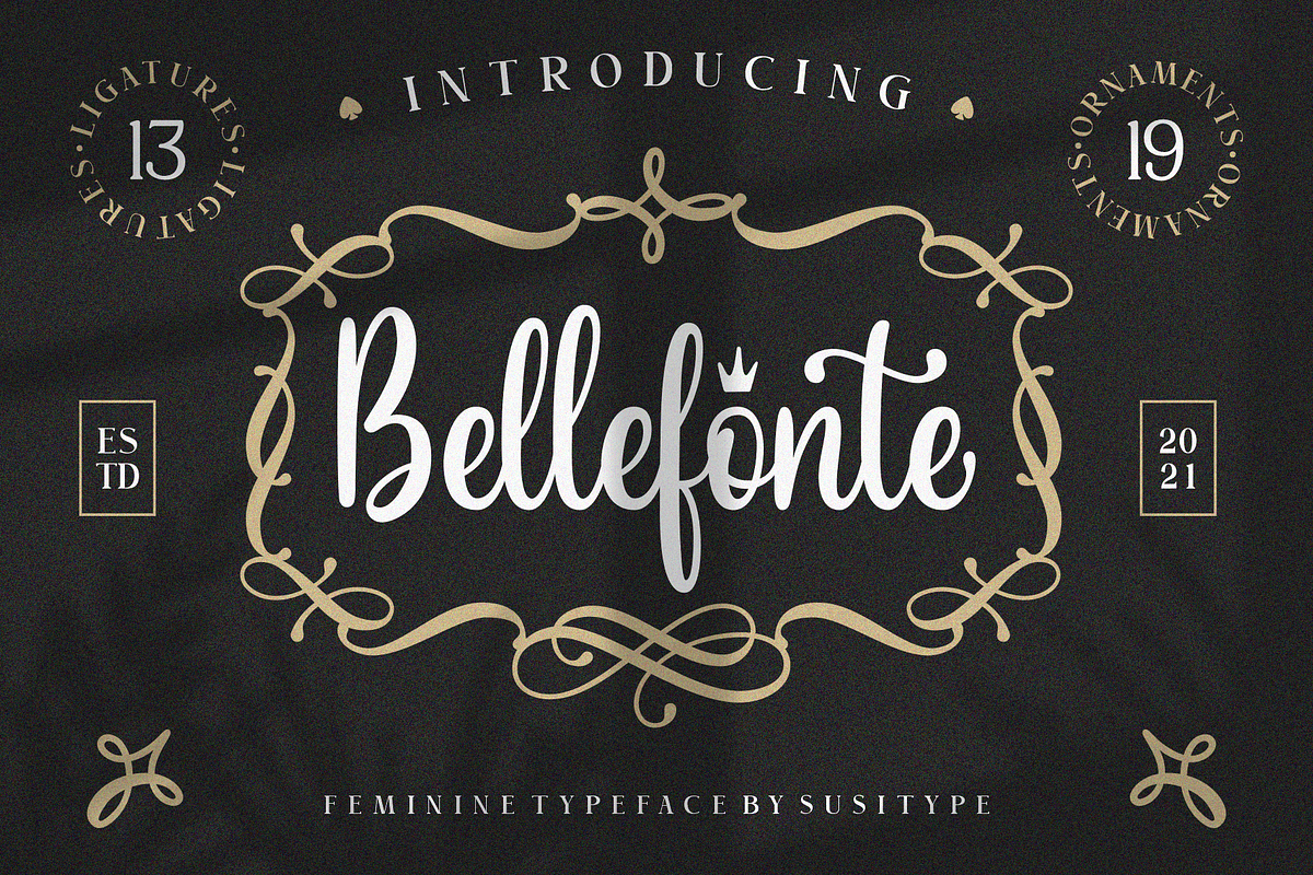 Bellefonte - Feminine Typeface, a Script Font by SusiType (Photo 1 of 9)