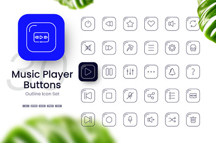Music Player Buttons icon, an Outline Icon by cidcud_graphic