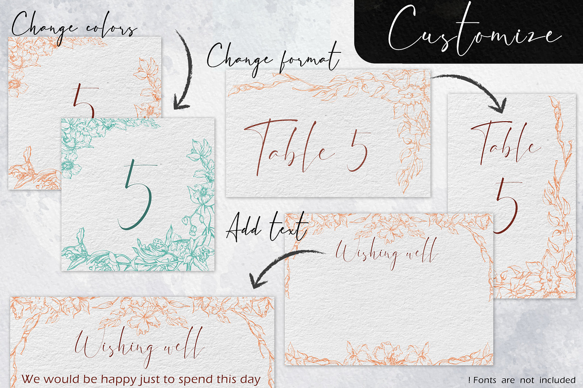 Peach fuzz wedding: Tropical orchids, a Stationery Template by MsFlaffy (Photo 7 of 8)