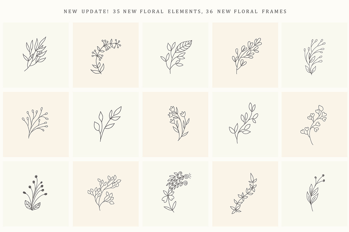Hand Drawn Floral Elements. Frames, a Seasonal Illustration by Designwork (Photo 18 of 22)
