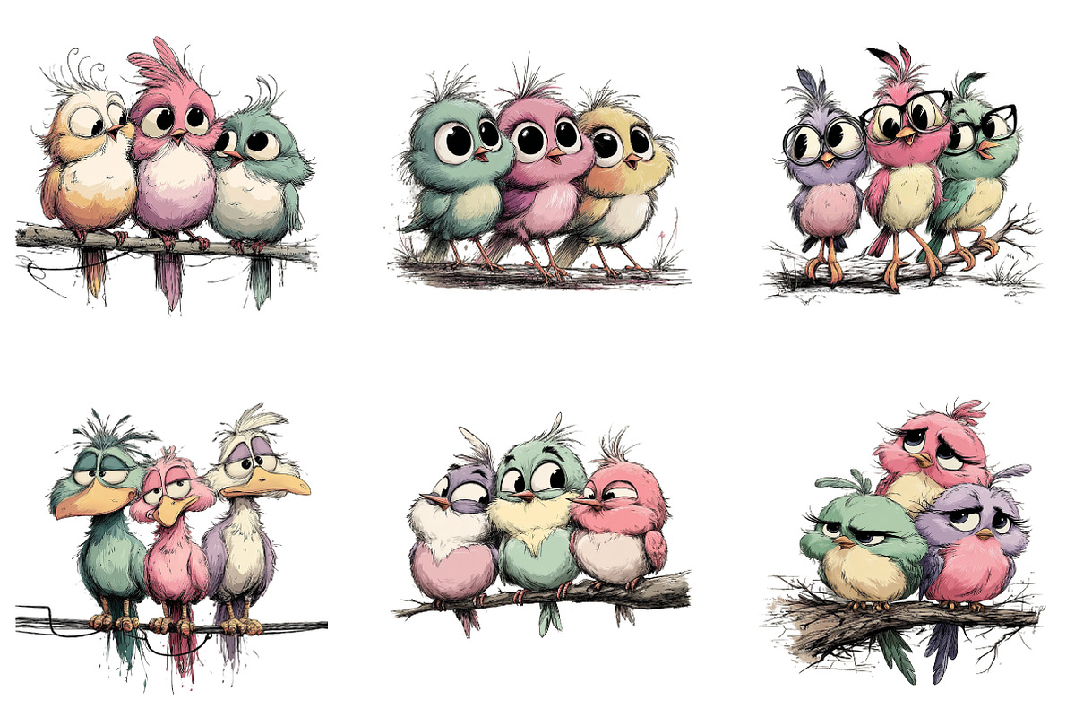 Quirky Funny birds clipart bundle, an Illustration by CreationArt (Photo 4 of 4)