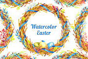 Watercolor Easter Wreaths, an Illustration by Evgeniia Zagreeva (Thumbnail 1 of 2)